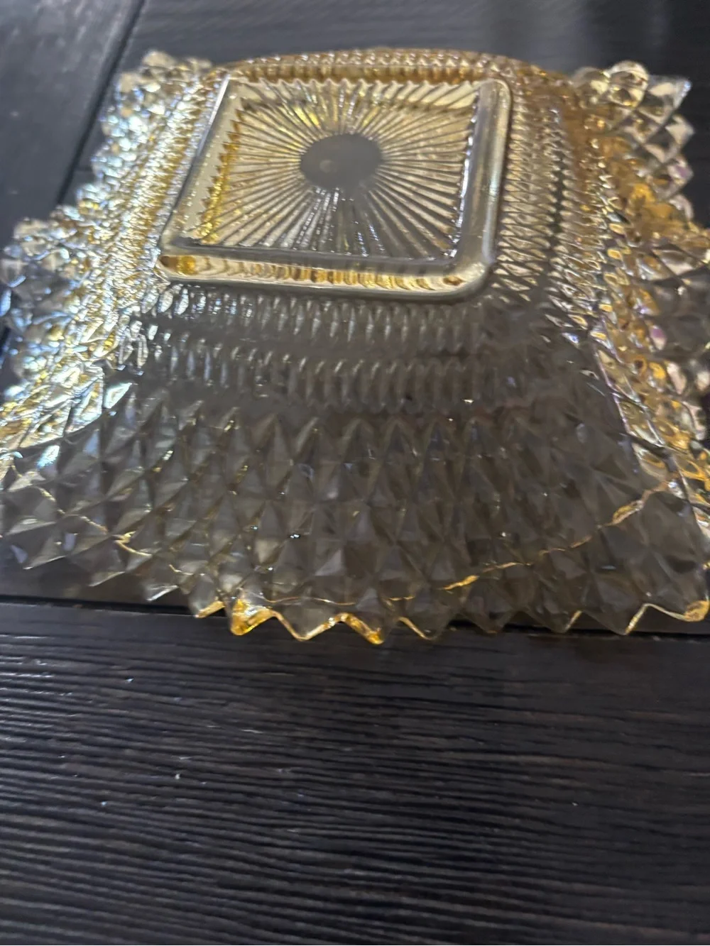 Indiana glass diamond point or a diamond cut dish